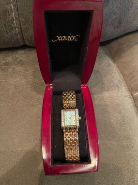 Vintage Xavier Gold Tone Ladies Watch with Mother of Pearl Dial